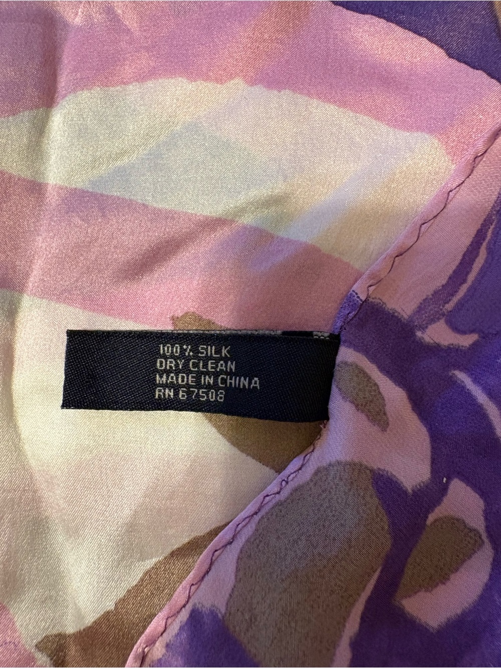Anne Klein Purple and Pink Floral Silk Scarf with Cream Accents - Picture 4 of 6